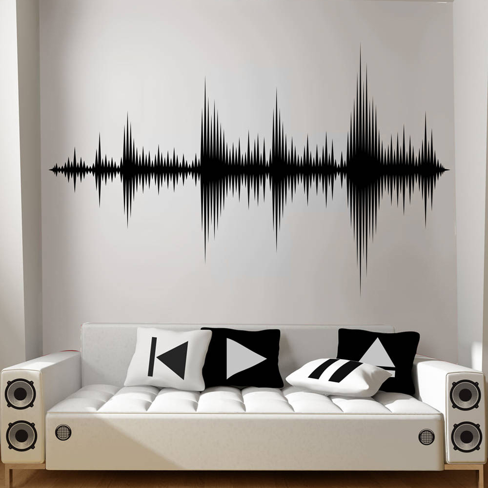Audio Music Wave - 壁に掛けるオーディオステッカー,スタジオレコーディング用の取り外し可能な壁紙,寝室の装飾,a426