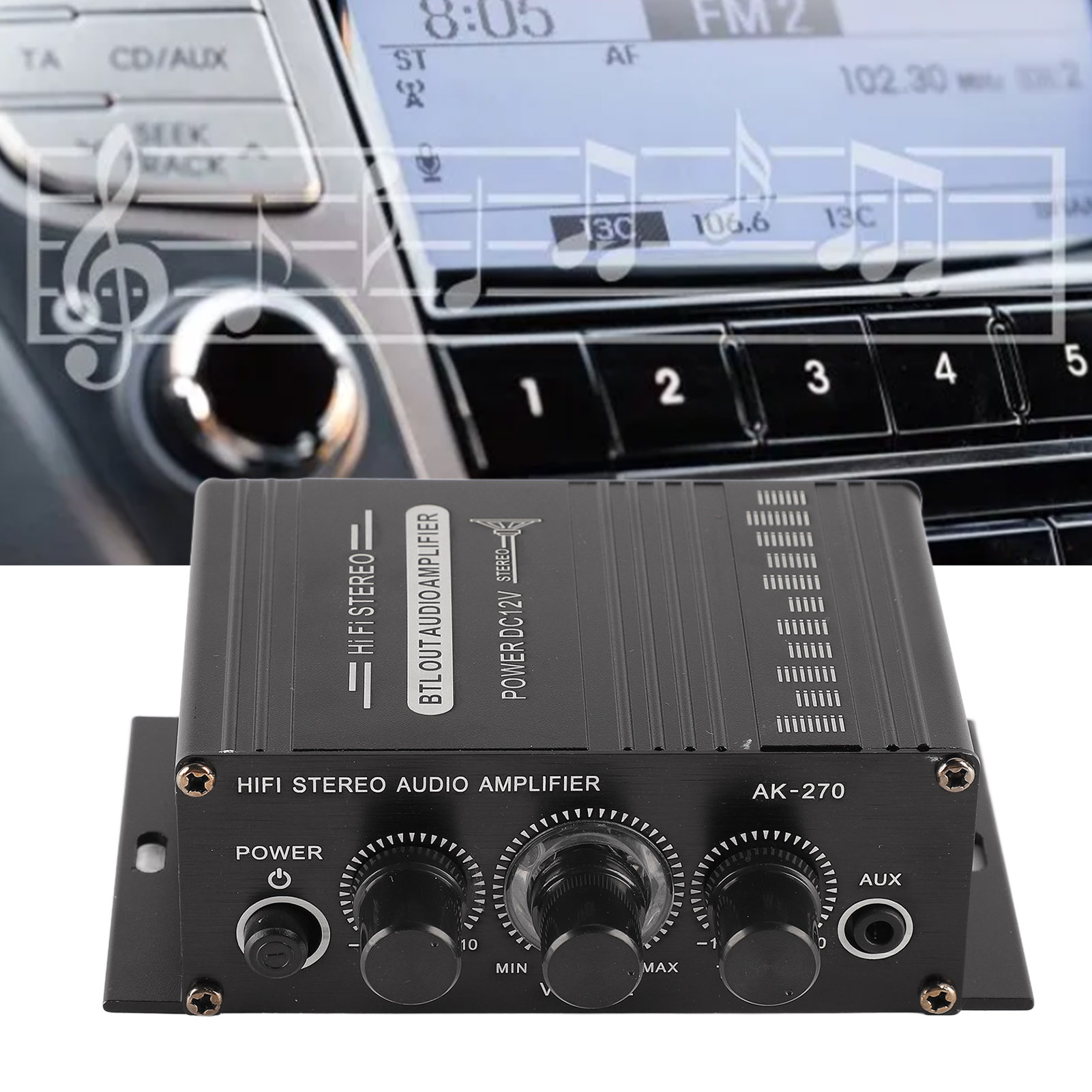 Portable Amplifier Mini - ステレオアンプオートバイアンプステレオアンプ 12V ポータブルクリア音質ミニアンプ車バイク家庭用