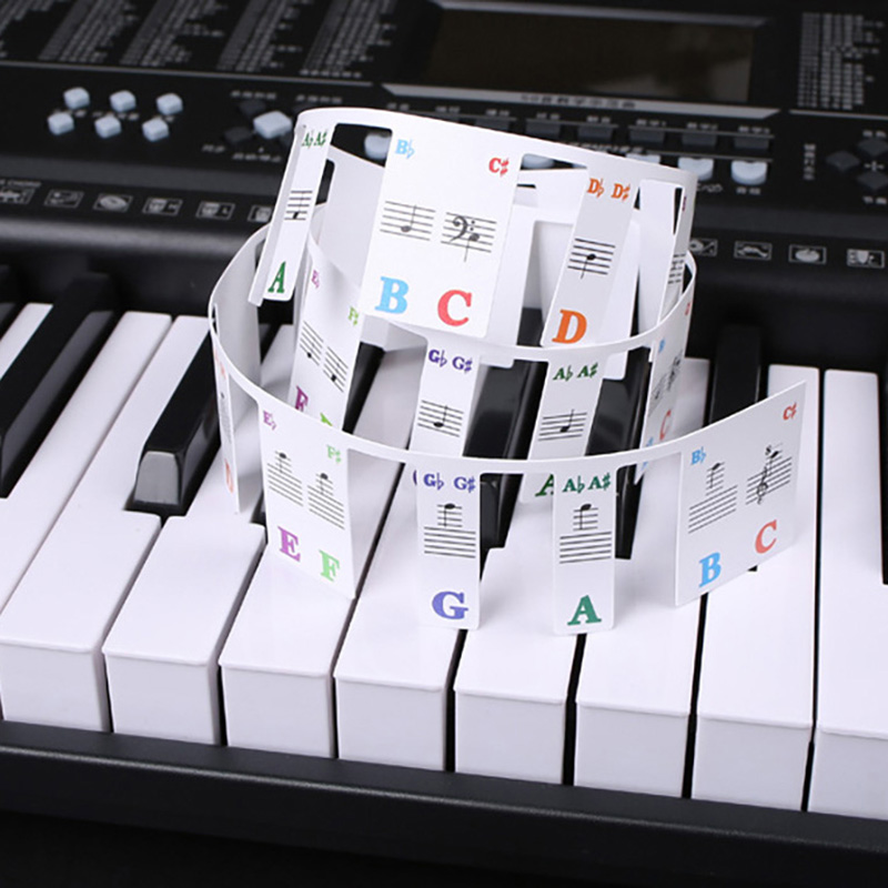 Keyboard Piano 61 Key - ピアノキーボードステッカー 88/61 キー、初心者向けの取り外し可能な音符ラベル、PVC ピアノキーラベル、シリコンピアノ音符ガイド
