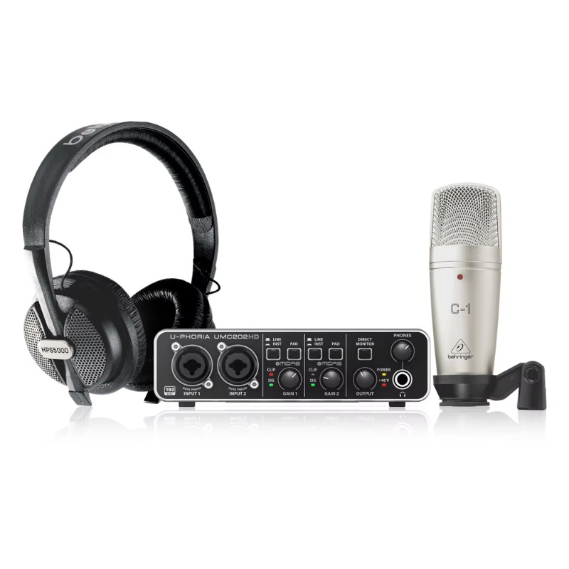 Music Audio Pro - ベリンガー U-Phoria スタジオプロレコーディングバンドル PAシステム スタジオ音楽機器セット オーディオインターフェースとコンデンサーマイク