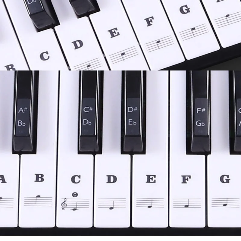 Keyboard Piano 61 Key - 1PC ピアノトレーニングステッカー 37/49/54/61/88 キー透明 PVC ピアノキーデカールリムーバブルキーボードノートステッカーアクセサリー