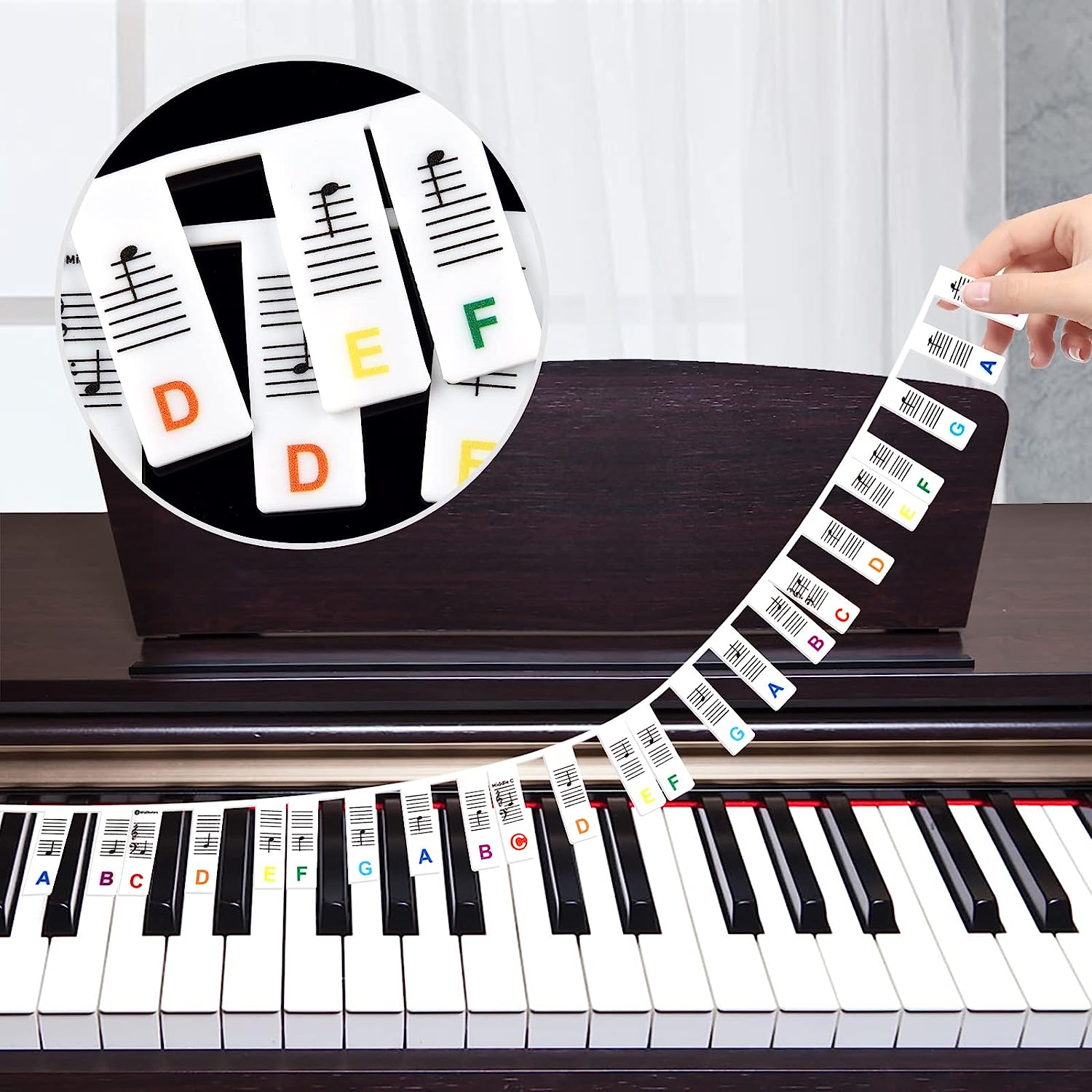 Keyboard Piano 61 Key - 初心者向けピアノノートガイド 88/61 キー取り外し可能なピアノキーボードノートラベルピアノノートガイドを学ぶため