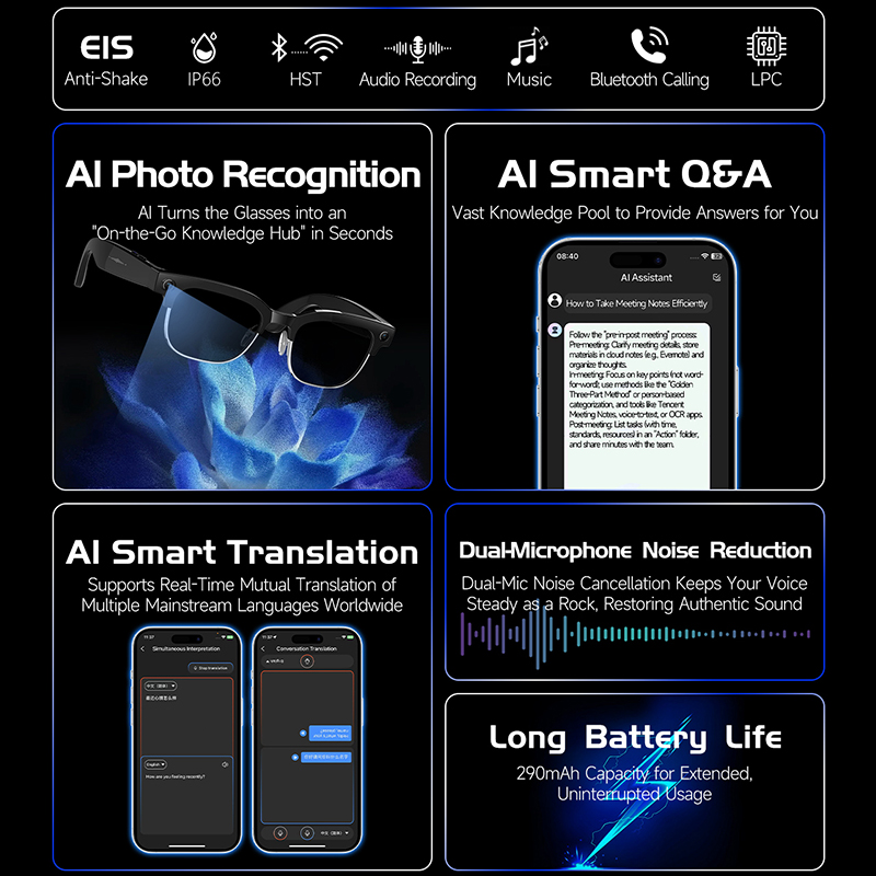 W630スマートグラス 800W HDカメラ 写真・音声・動 - Audio Music Image のレビューと価格