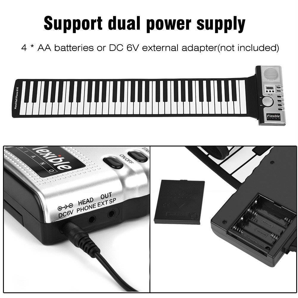 ラバーシリコンキーボード,フレキシブル,電子ソフトキーボード - Keyboard Piano 61 Key のレビューと価格