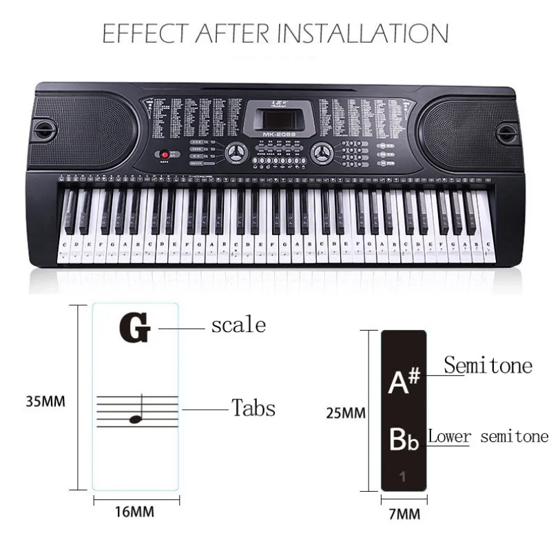 1PC ピアノトレーニングステッカー 37/49/54/61 - Keyboard Piano 61 Key のレビューと価格