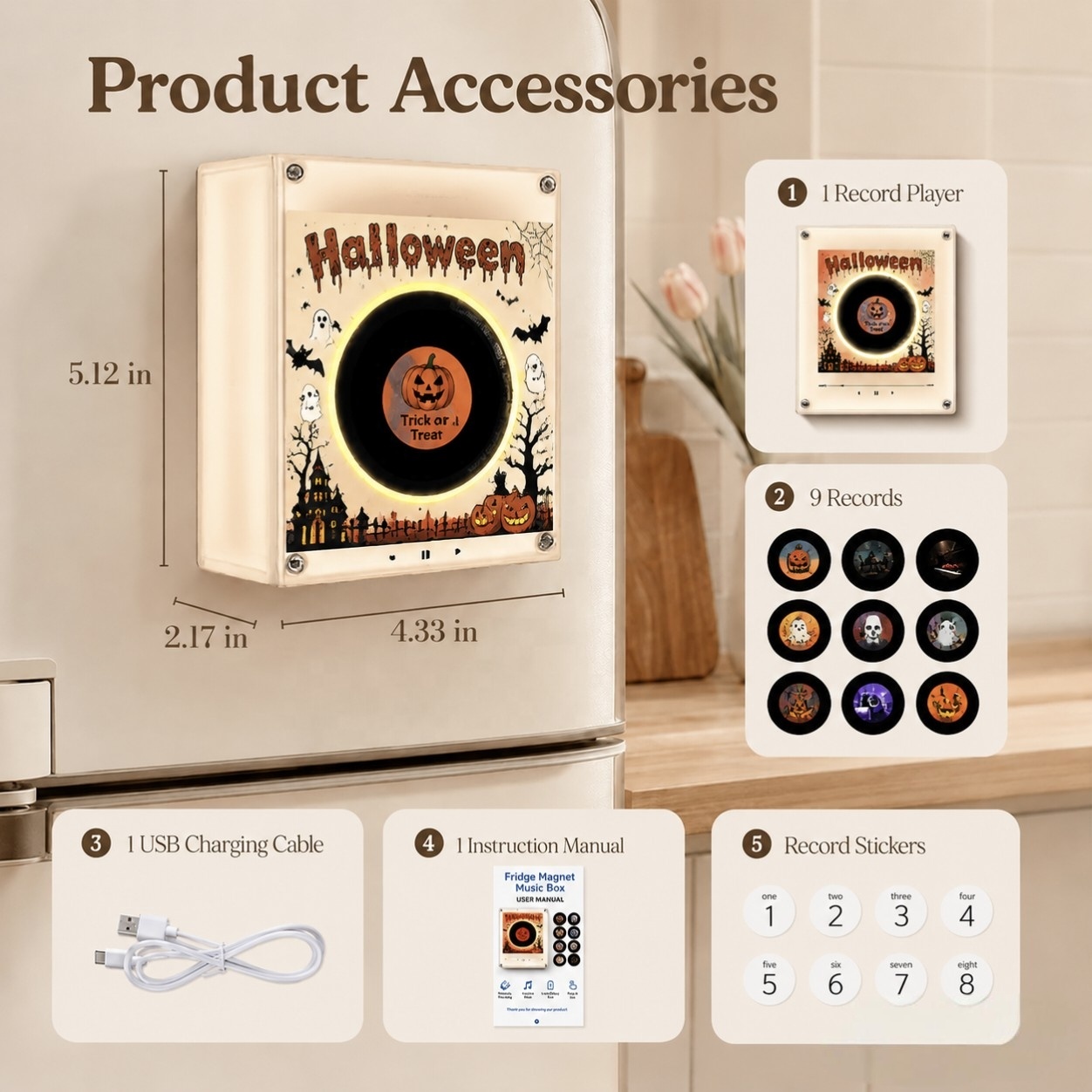 卸売カスタムハロウィン回転式NFC音楽冷蔵庫マグネットアクリ - Audio Music Image のレビューと価格