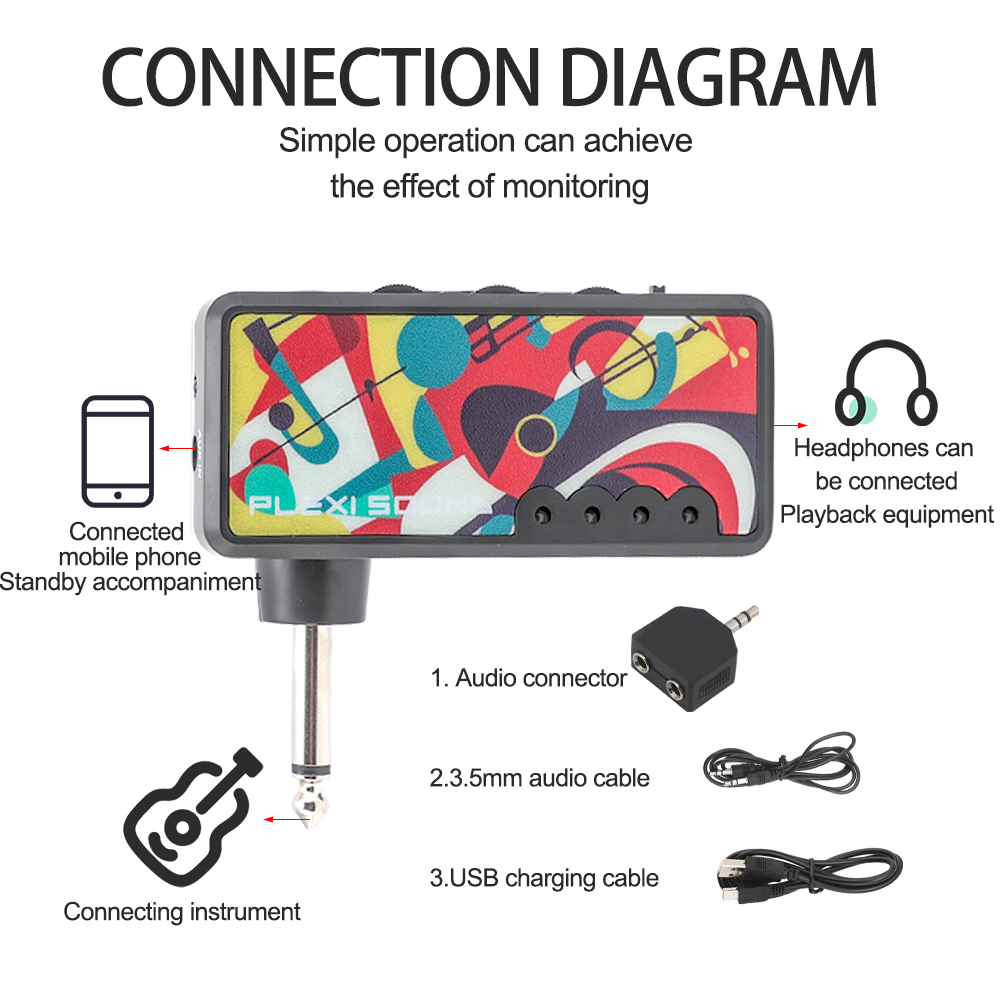 ポータブルエレキギターヘッドフォンアンプ、ギター用ミニポケッ - Portable Amplifier Mini のレビューと価格